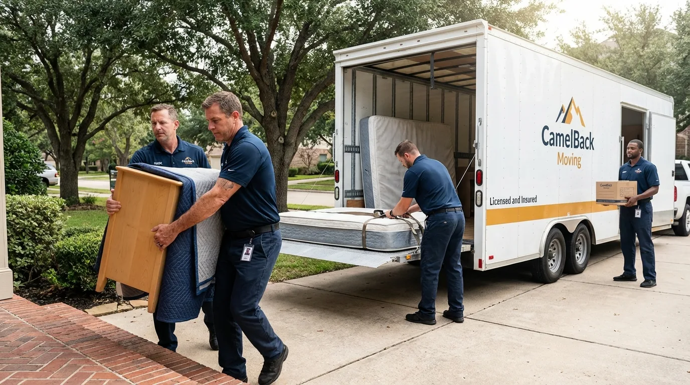 Crew loading residential truck for cross-state move from Fairfield, OH