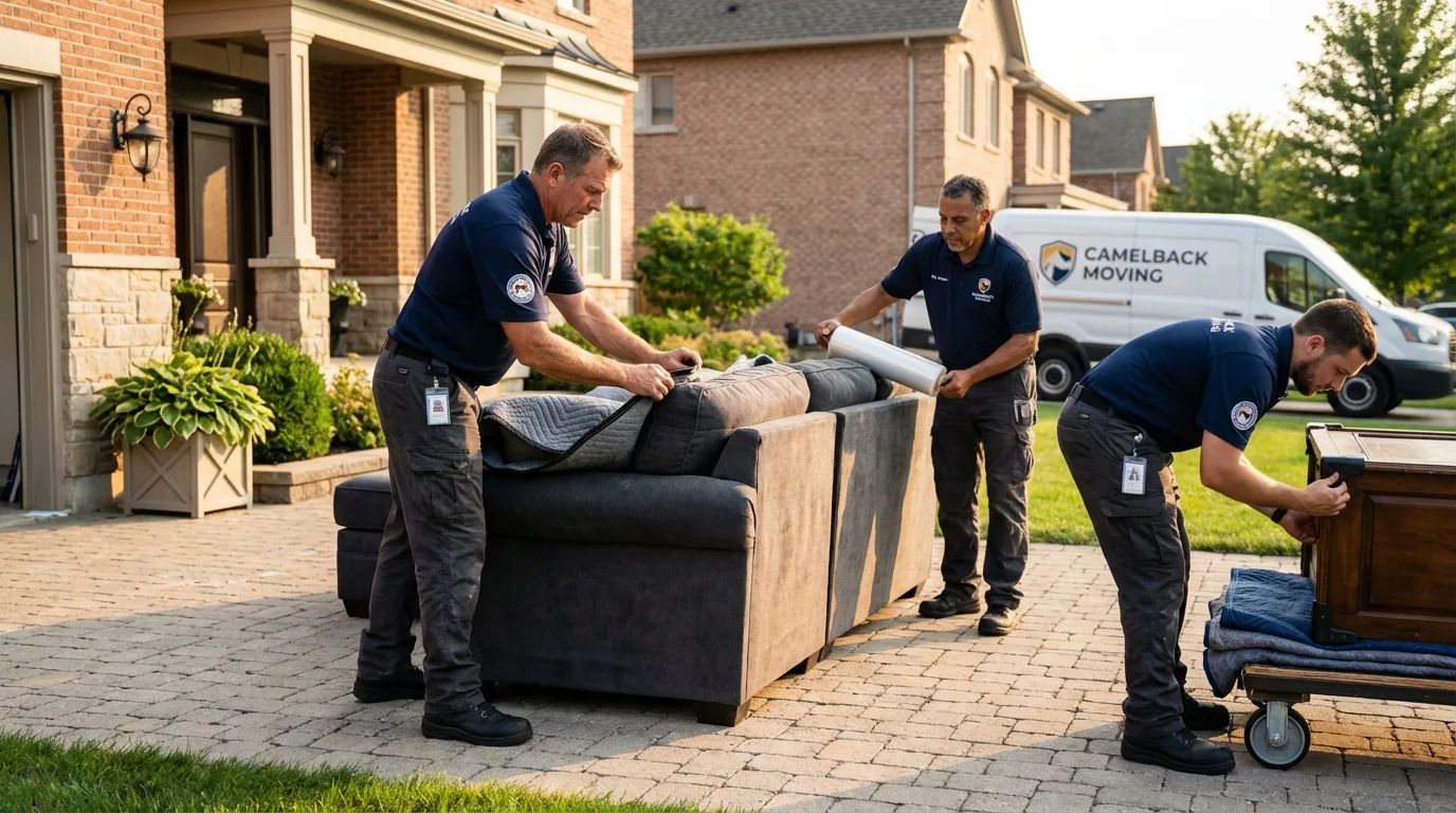 Large estate moving crew wrapping furniture in Fairfield, OH