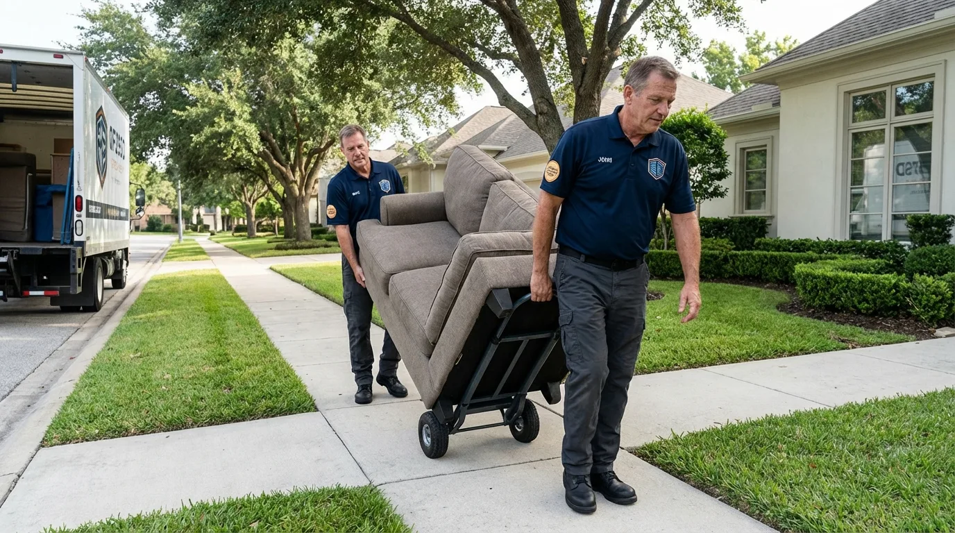 Local residential moving crew loading furniture in Fairfield, OH