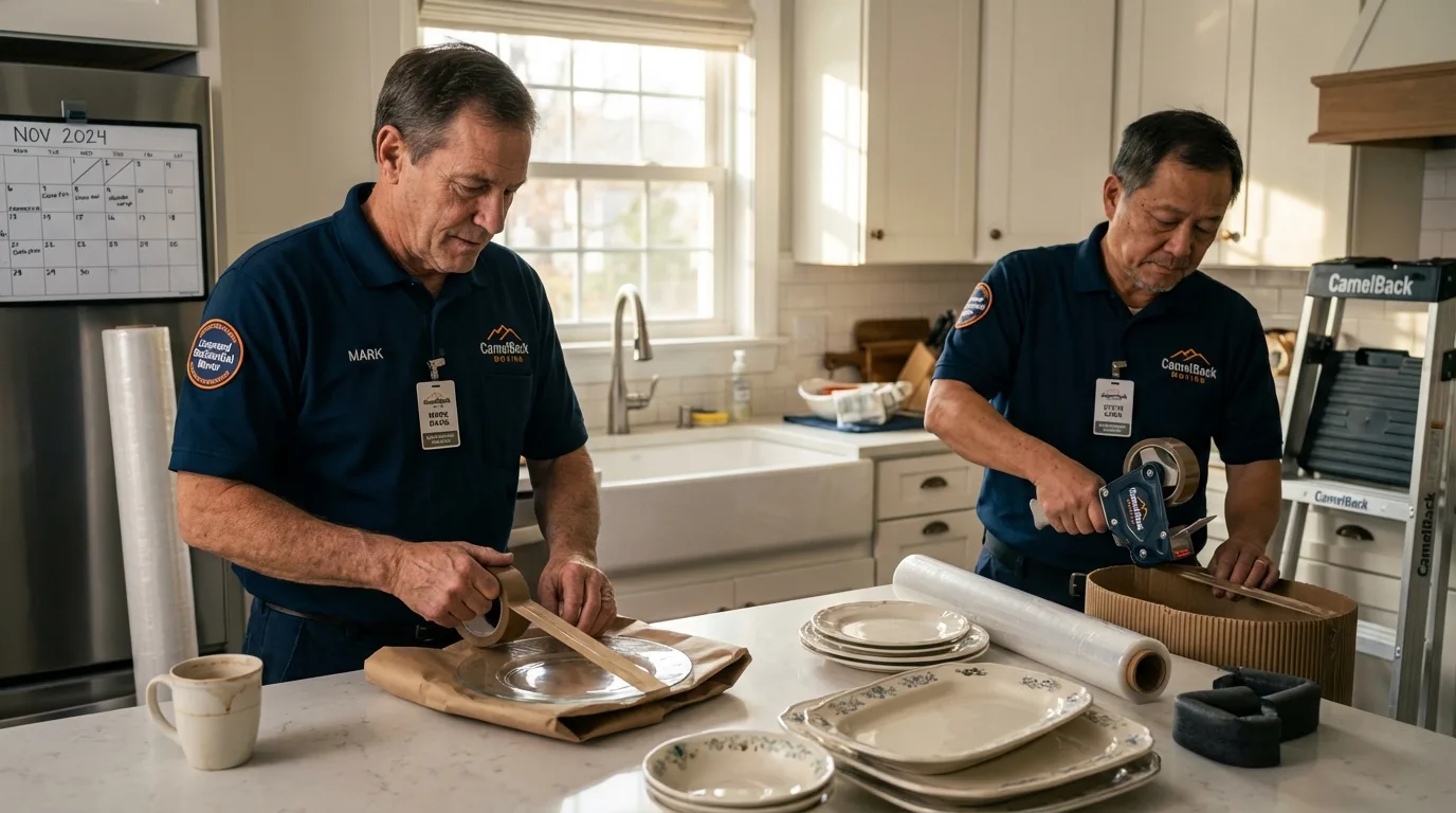 Professional crew packing kitchen dishware in Fairfield, OH